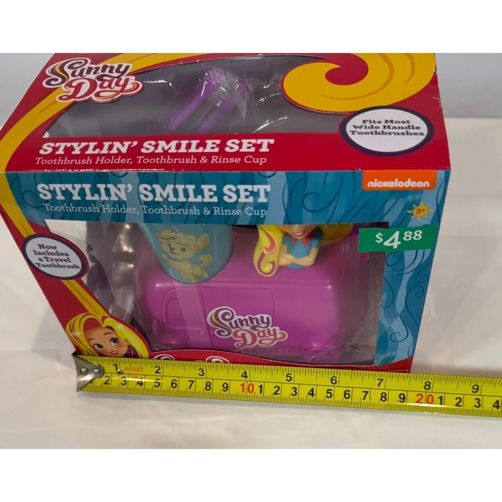 Nickelodeon NIB Sunny Day Stylin' Smile Set Toothbursh Holder & Rinse Cup